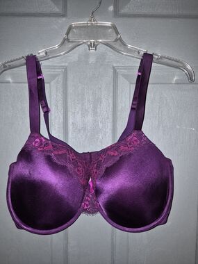 Ambrielle Deep Purple Satin Lace Underwire Bra